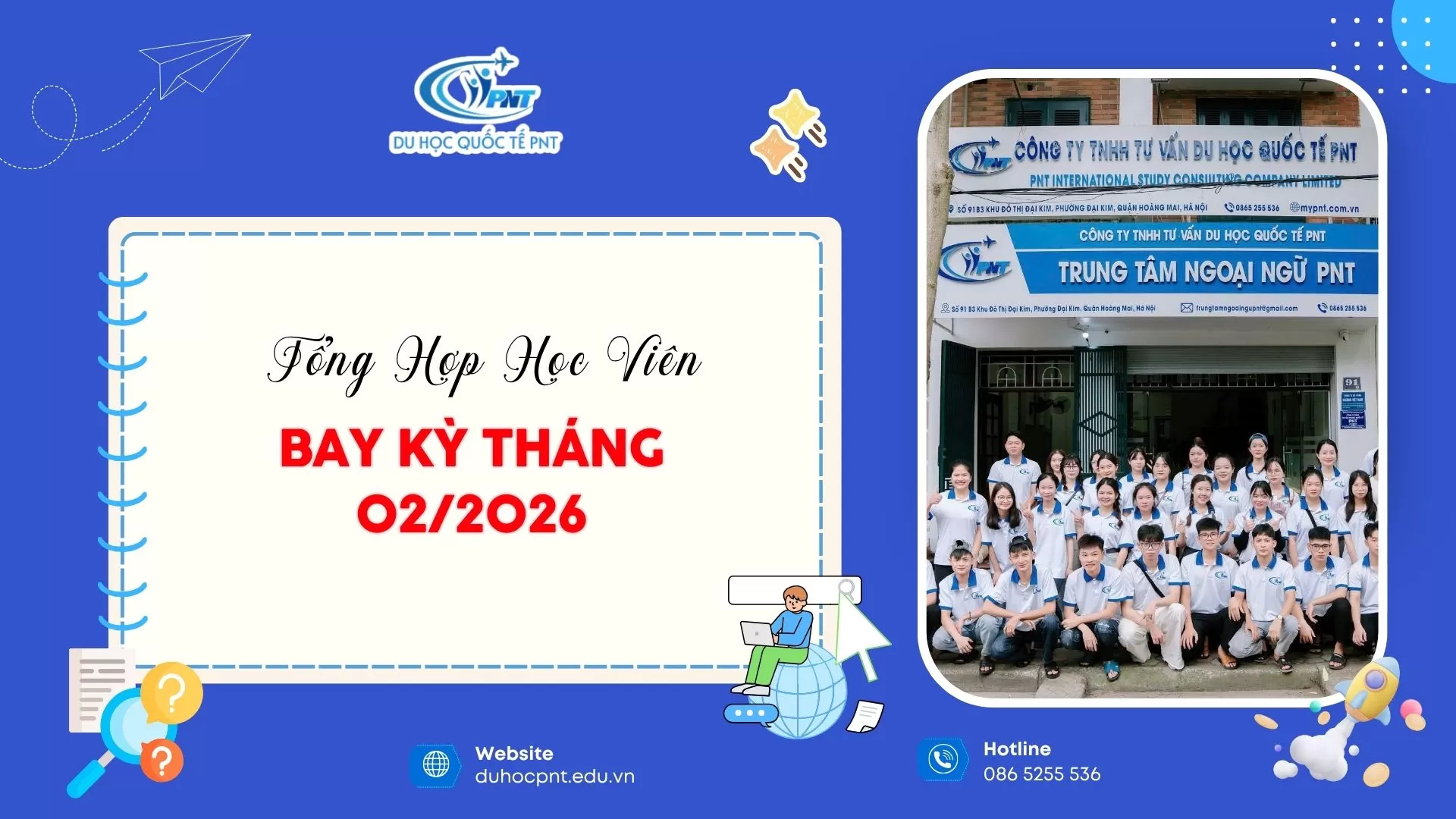 TỔNG HỢP CÁC HỌC VIÊN BAY KỲ THÁNG 2/2026 CỦA DU HỌC QUỐC TẾ PNT