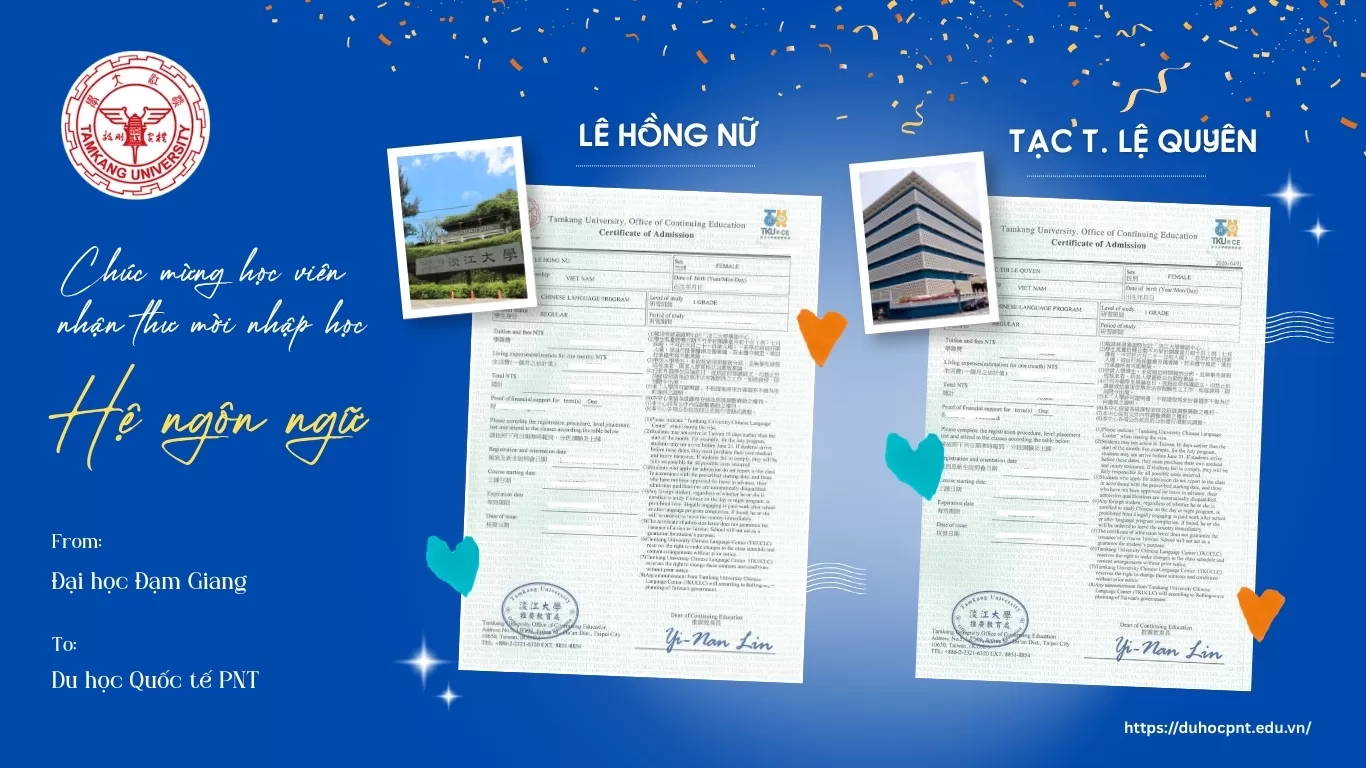 CHÚC MỪNG HỌC VIÊN PNT NHẬN THƯ MỜI NHẬP HỌC